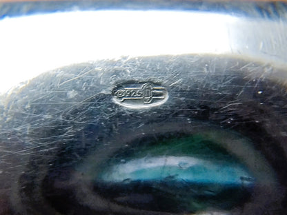 Zware zilveren ring met groene steen, EDEN, 19.5 mm