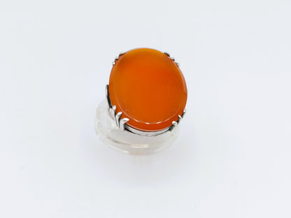 Zilveren ring met carneool, A.P. van der Meer, Rotterdam, 18 mm