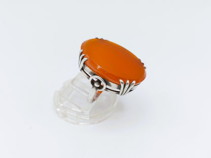 Zilveren ring met carneool, A.P. van der Meer, Rotterdam, 18 mm