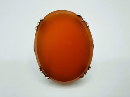 Zilveren ring met carneool, A.P. van der Meer, Rotterdam, 18 mm