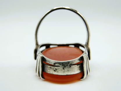 Zilveren ring met carneool, A.P. van der Meer, Rotterdam, 18 mm