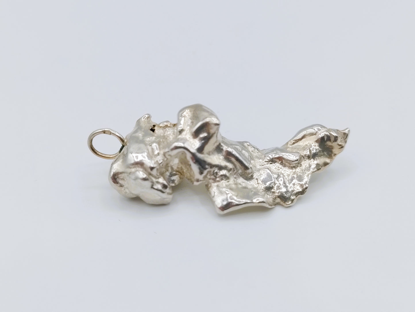 Zilveren nugget hanger