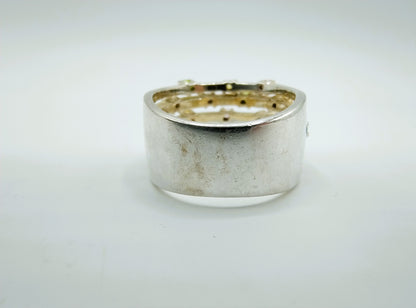 Zilveren ring met diverse kleurstenen, 17 mm