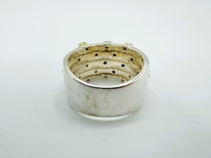 Zilveren ring met diverse kleurstenen, 17 mm