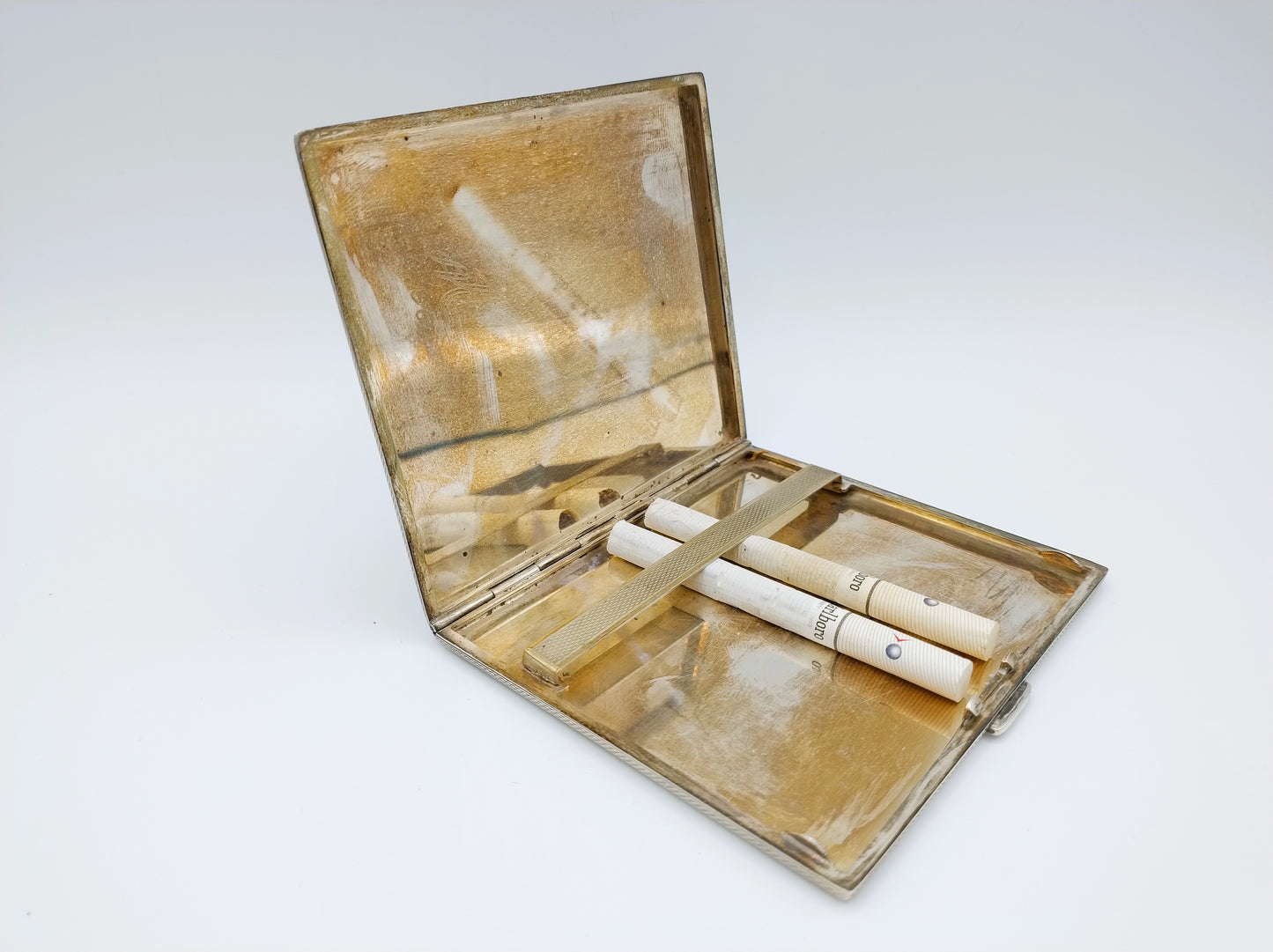 Zware zilveren sigaretten case, Duitsland, 1969