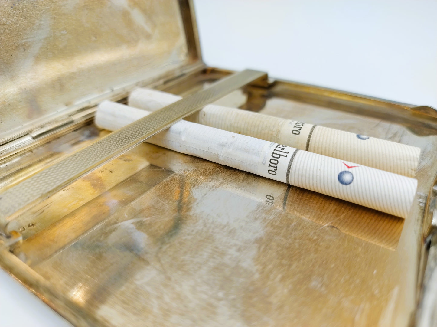 Zware zilveren sigaretten case, Duitsland, 1969