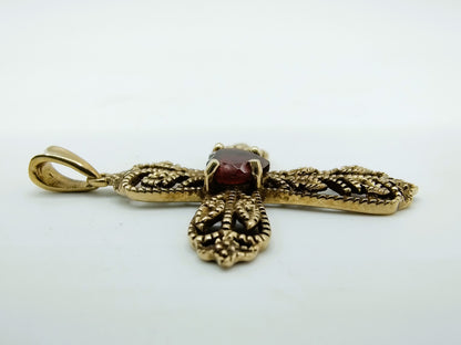 Goldener Kreuzanhänger mit Granat