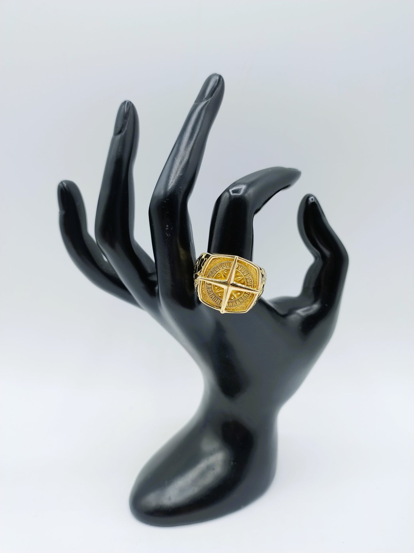 Zilveren Tortuga piraten kompasring, 21 mm