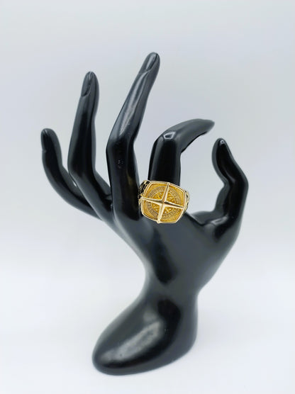 Zilveren Tortuga piraten kompasring, 21 mm