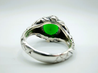 Jack Sparrow skull ring met groene steen, 21 mm