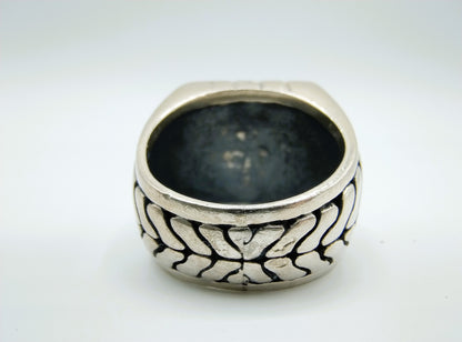 Zilveren ring met kruis / zwaard, Fleur de lis, 19 mm