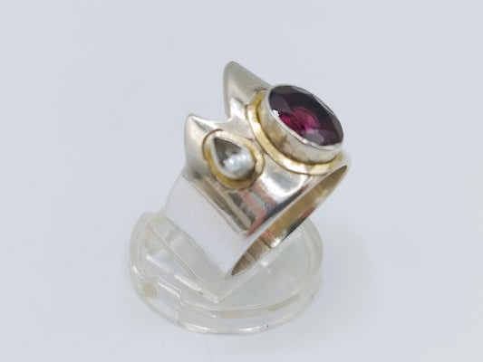 Zilveren kroon ring met amethist, 19 mm