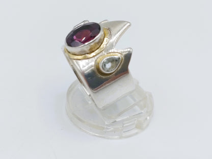 Zilveren kroon ring met amethist, 19 mm