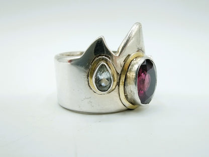Zilveren kroon ring met amethist, 19 mm