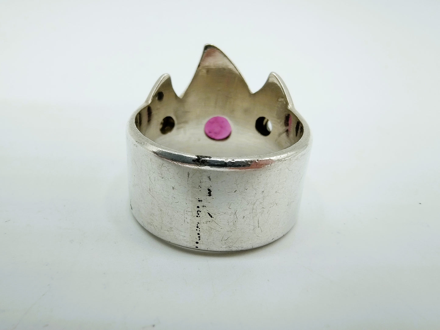 Zilveren kroon ring met amethist, 19 mm