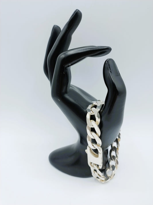 Robuuste zilveren herenarmband, 22 cm