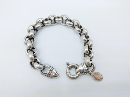 Silver coarse jasseron bracelet with large clasp, La Niki, 22cm