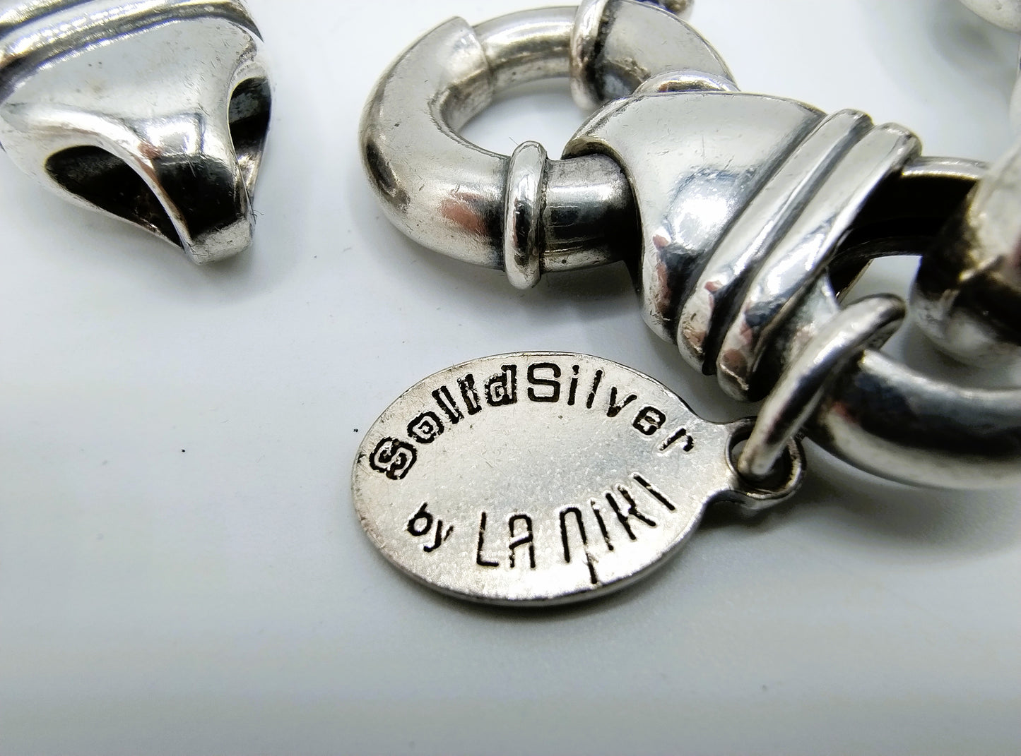 Silver coarse jasseron bracelet with large clasp, La Niki, 22cm