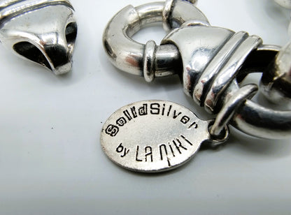 Silver coarse jasseron bracelet with large clasp, La Niki, 22cm