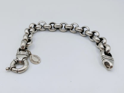 Silver coarse jasseron bracelet with large clasp, La Niki, 22cm