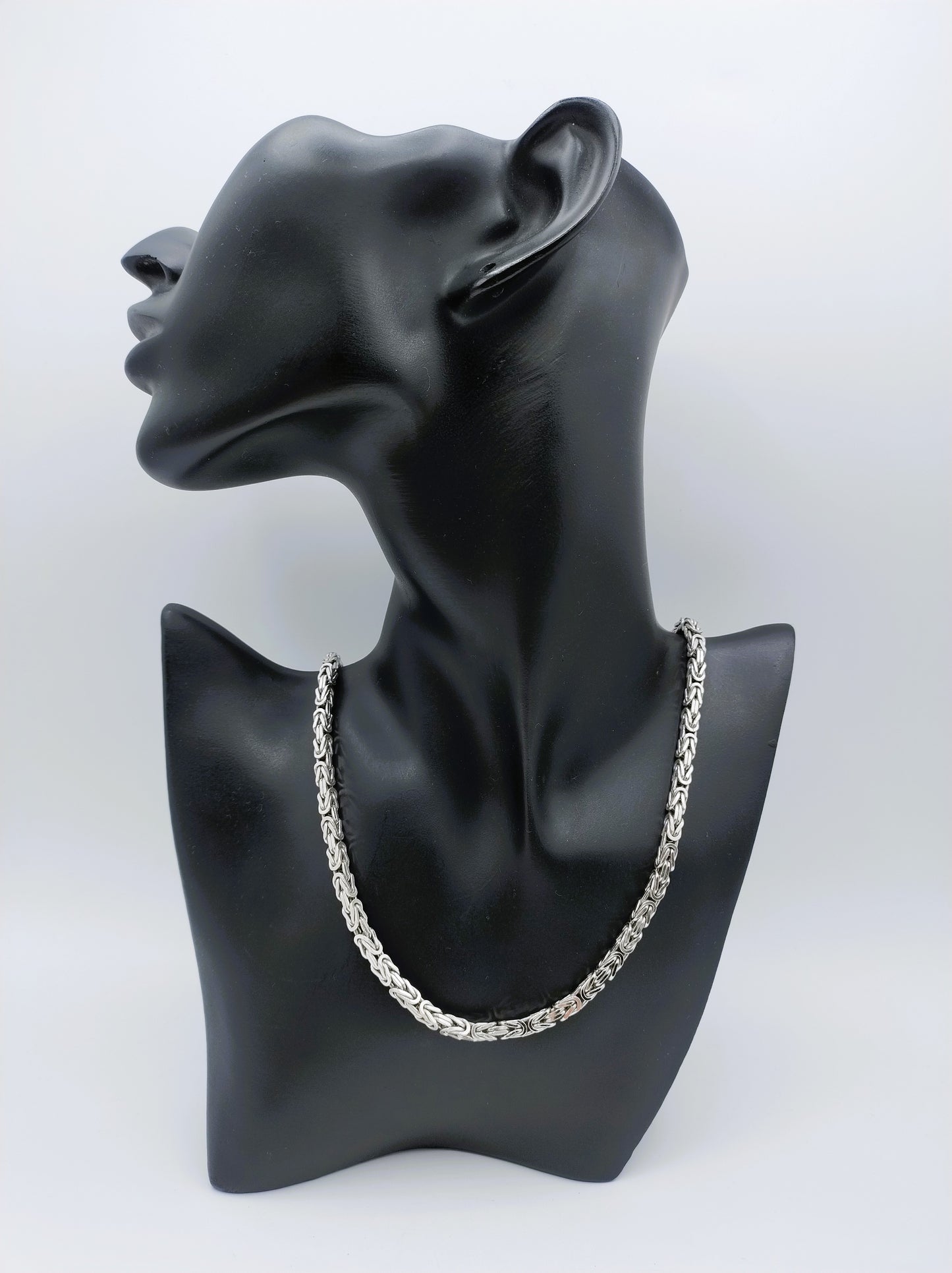 Zilveren koningsketting, vierkante schakel, 4 mm, 60 cm.