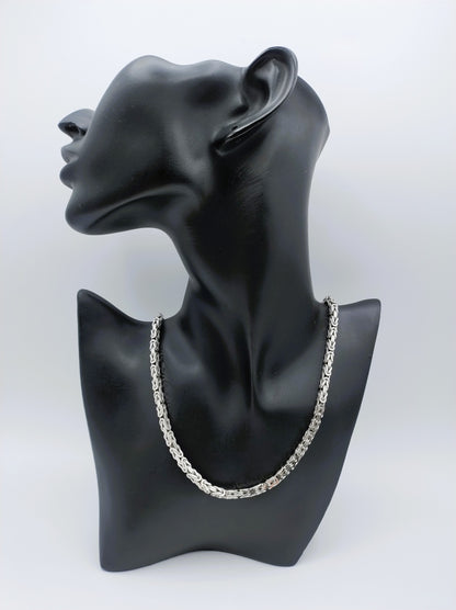 Zilveren koningsketting, vierkante schakel, 4 mm, 60 cm.