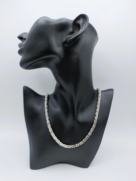 Zilveren koningsketting, vierkante schakel, 4 mm, 60 cm.