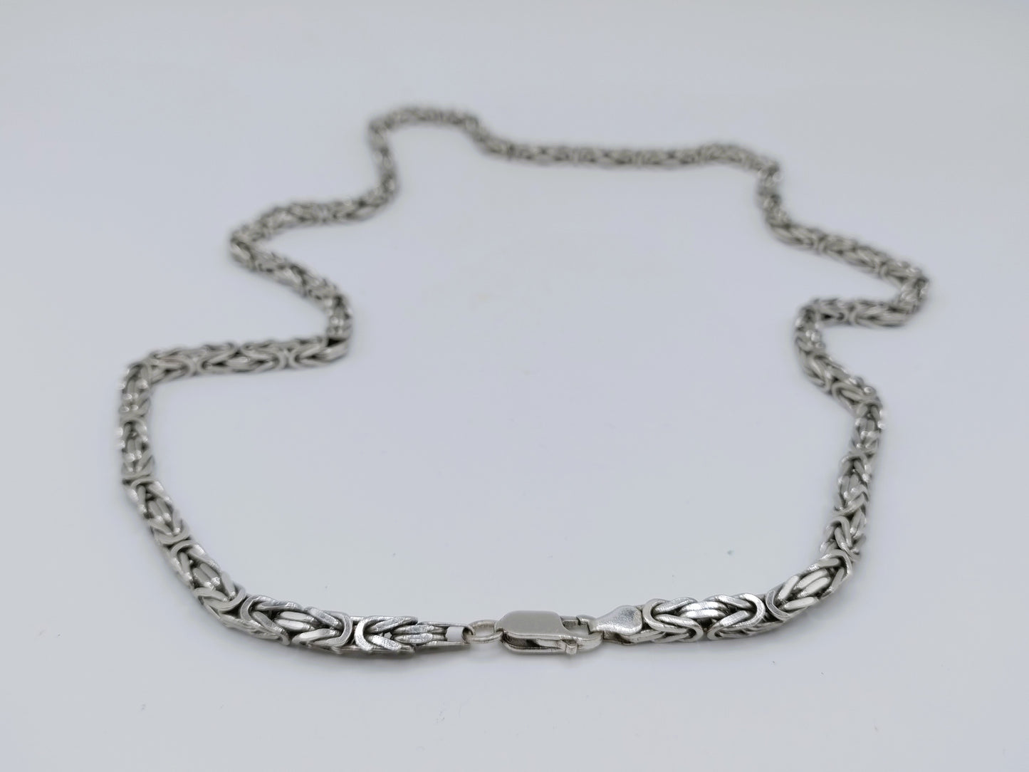 Zilveren koningsketting, vierkante schakel, 4 mm, 60 cm.