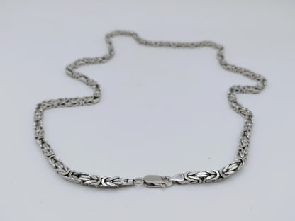 Zilveren koningsketting, vierkante schakel, 4 mm, 60 cm.