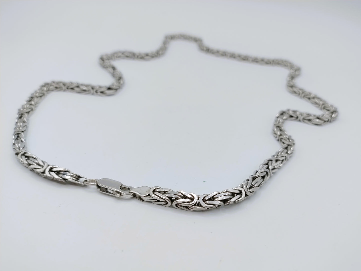 Zilveren koningsketting, vierkante schakel, 4 mm, 60 cm.