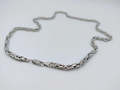 Zilveren koningsketting, vierkante schakel, 4 mm, 60 cm.