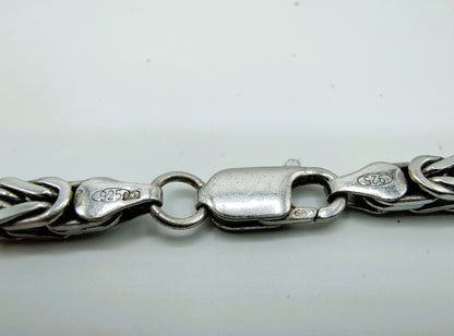 Zilveren koningsketting, vierkante schakel, 4 mm, 60 cm.