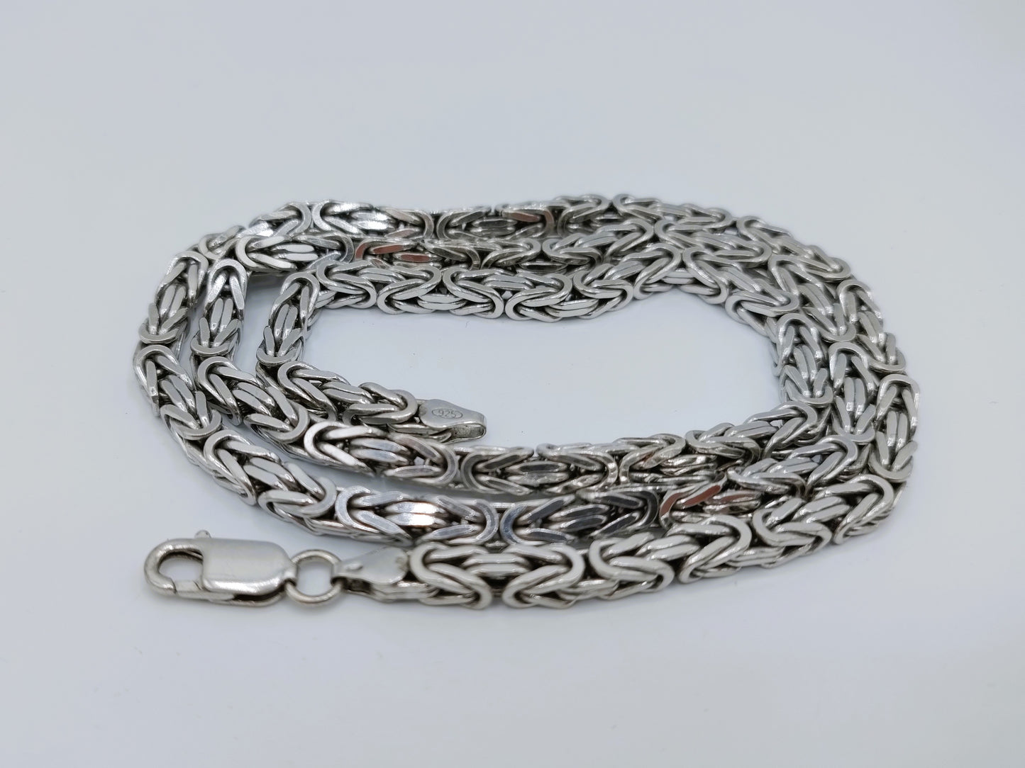 Zilveren koningsketting, vierkante schakel, 4 mm, 60 cm.