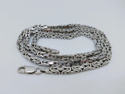 Zilveren koningsketting, vierkante schakel, 4 mm, 60 cm.