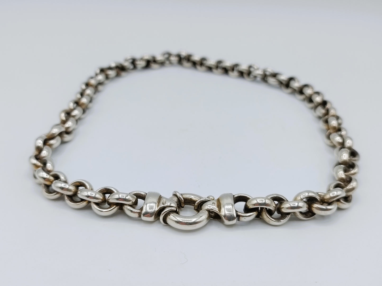 Coarse silver jasseron chain, 44 cm