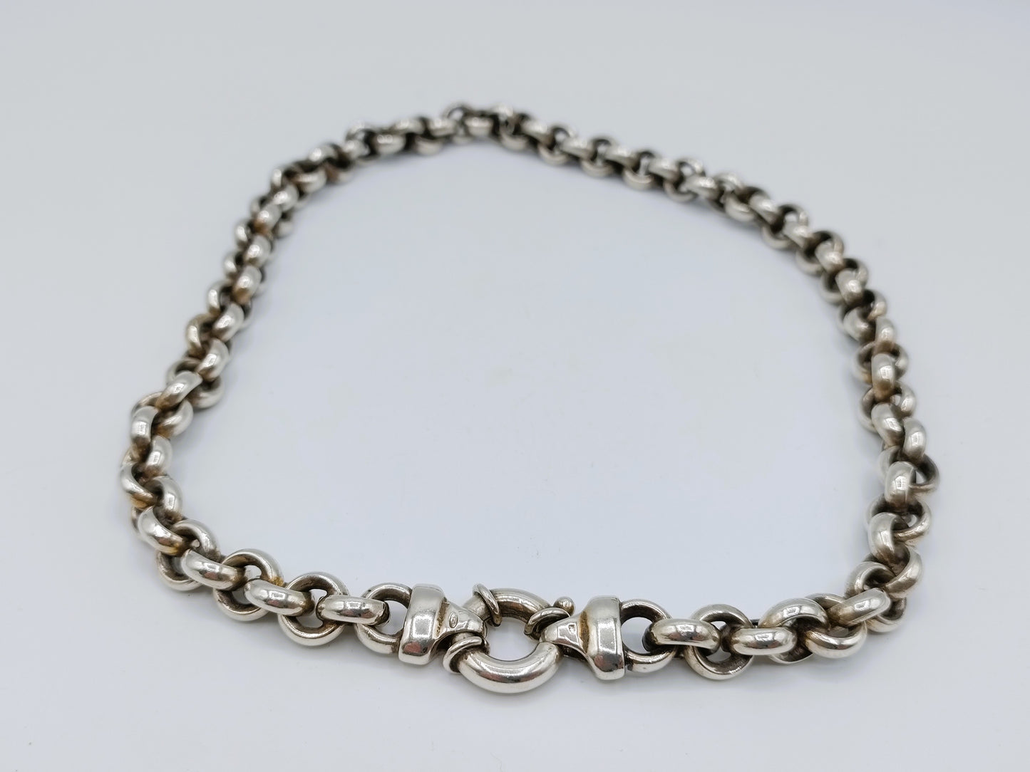 Coarse silver jasseron chain, 44 cm
