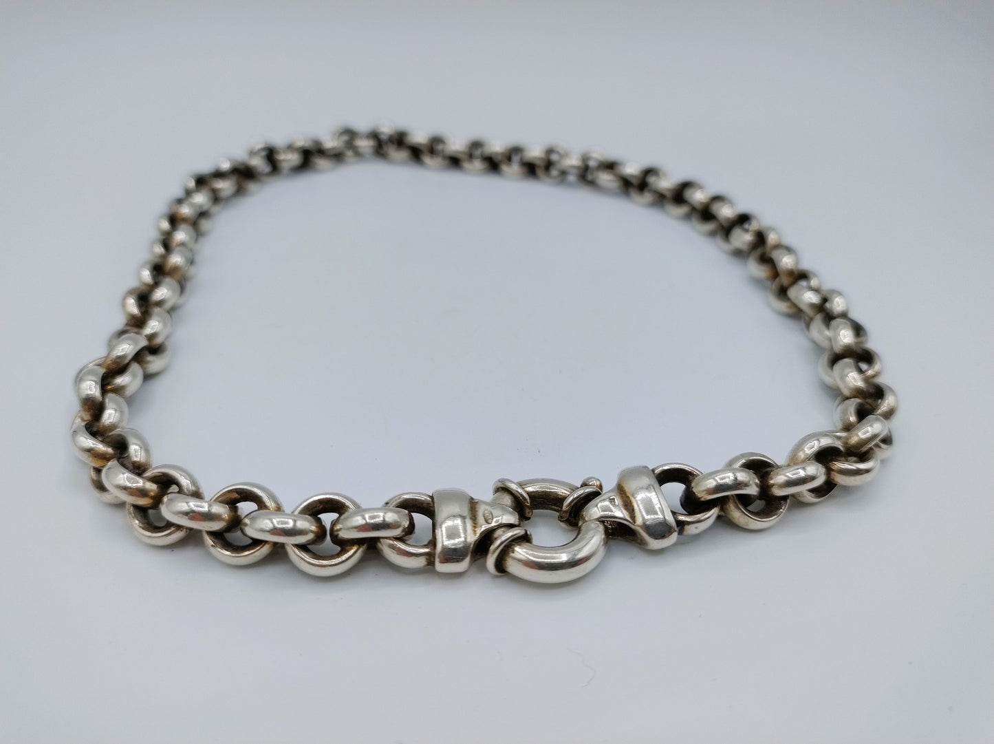 Coarse silver jasseron chain, 44 cm