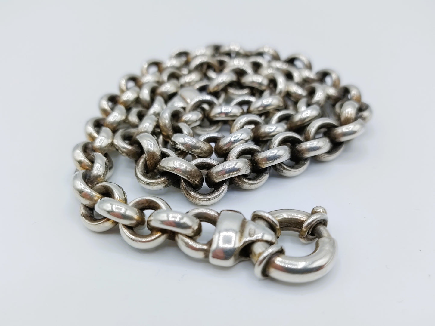 Coarse silver jasseron chain, 44 cm
