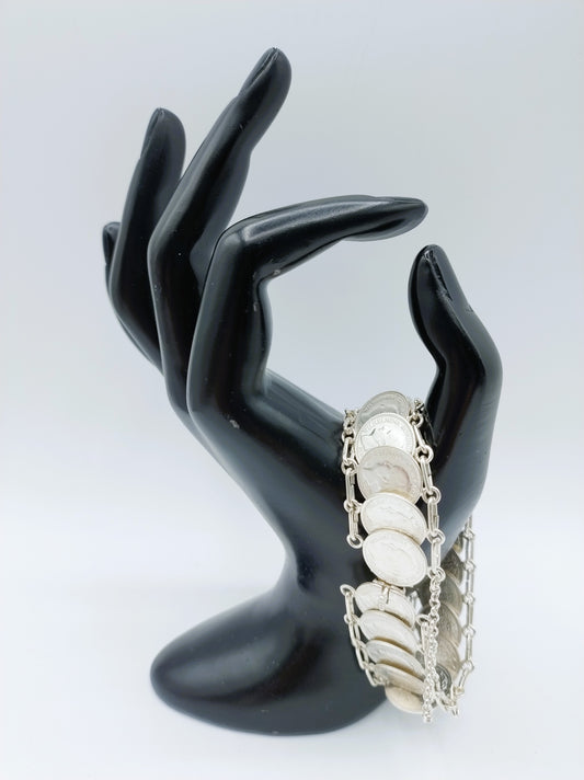 Zilveren dubbeltjes armband, Wilhelmina, 20 cm