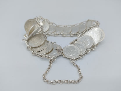 Zilveren dubbeltjes armband, Wilhelmina, 20 cm