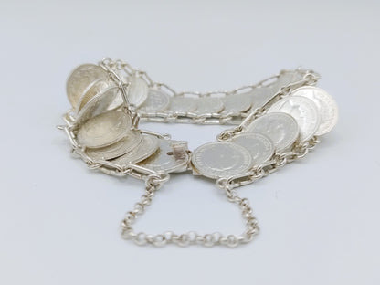 Zilveren dubbeltjes armband, Wilhelmina, 20 cm