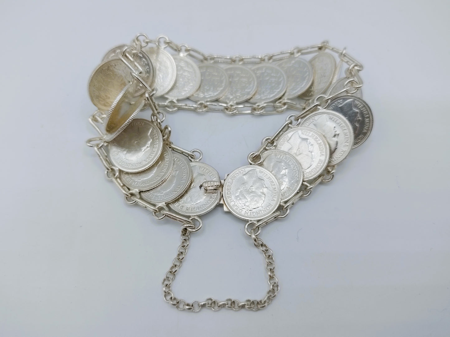 Zilveren dubbeltjes armband, Wilhelmina, 20 cm