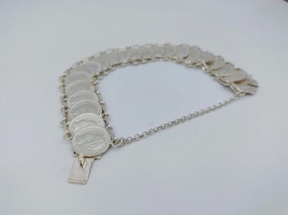 Zilveren dubbeltjes armband, Wilhelmina, 20 cm