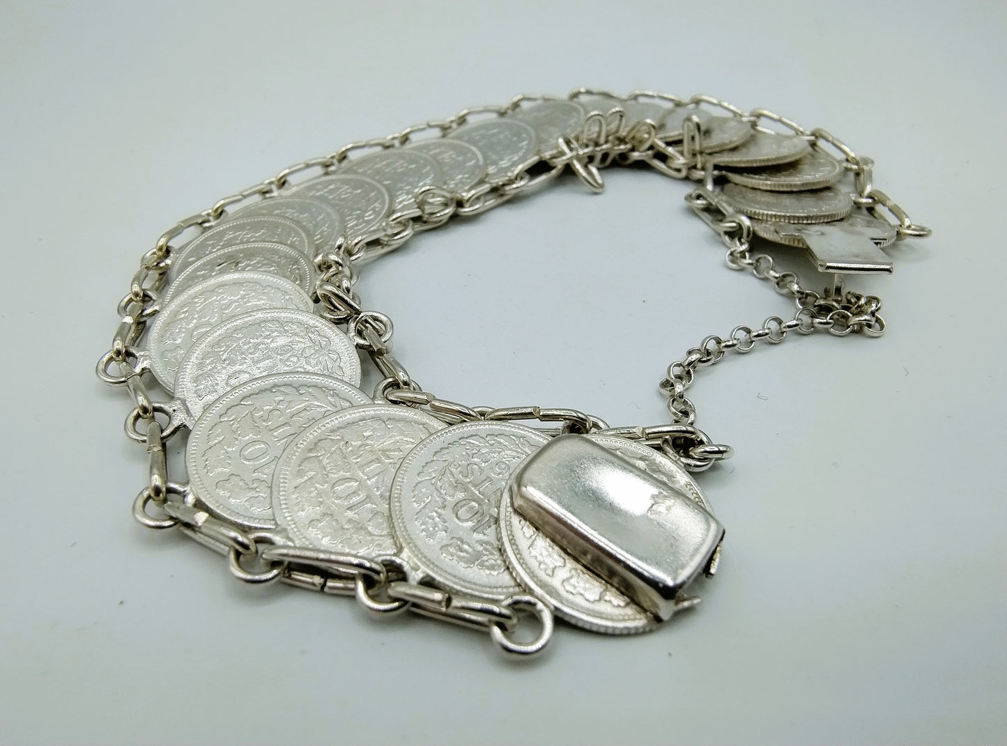 Zilveren dubbeltjes armband, Wilhelmina, 20 cm