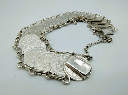 Zilveren dubbeltjes armband, Wilhelmina, 20 cm