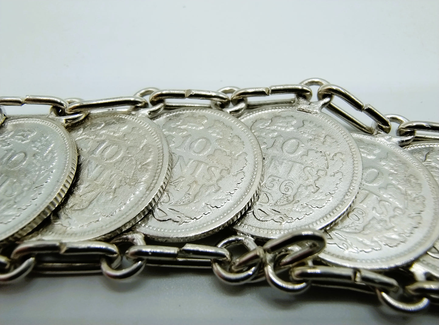 Zilveren dubbeltjes armband, Wilhelmina, 20 cm