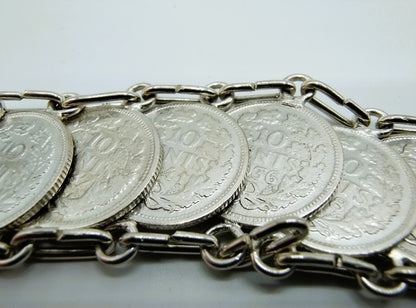 Zilveren dubbeltjes armband, Wilhelmina, 20 cm