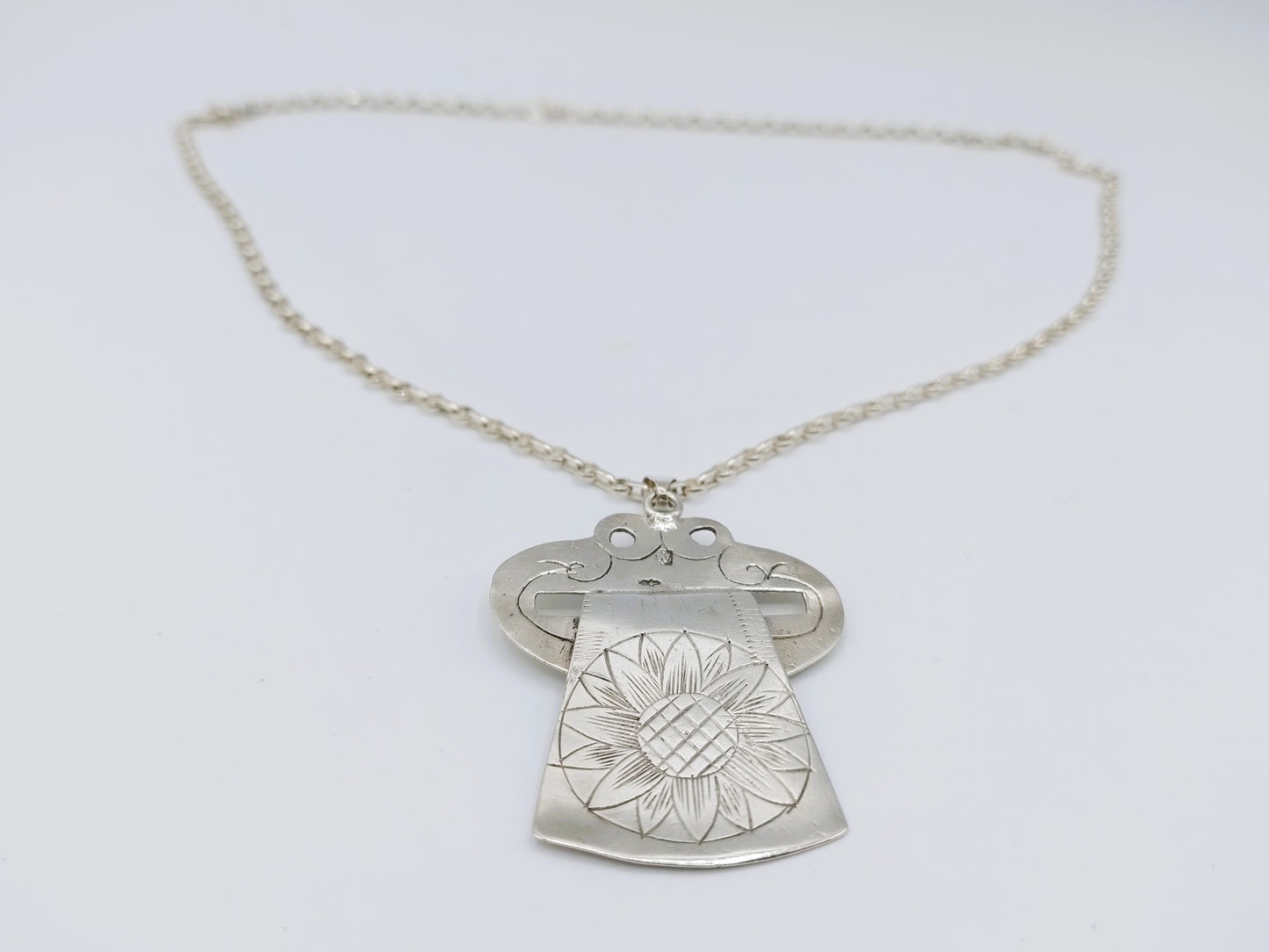 Zilveren jasseronketting met faalje haak hanger, 50,5 cm.