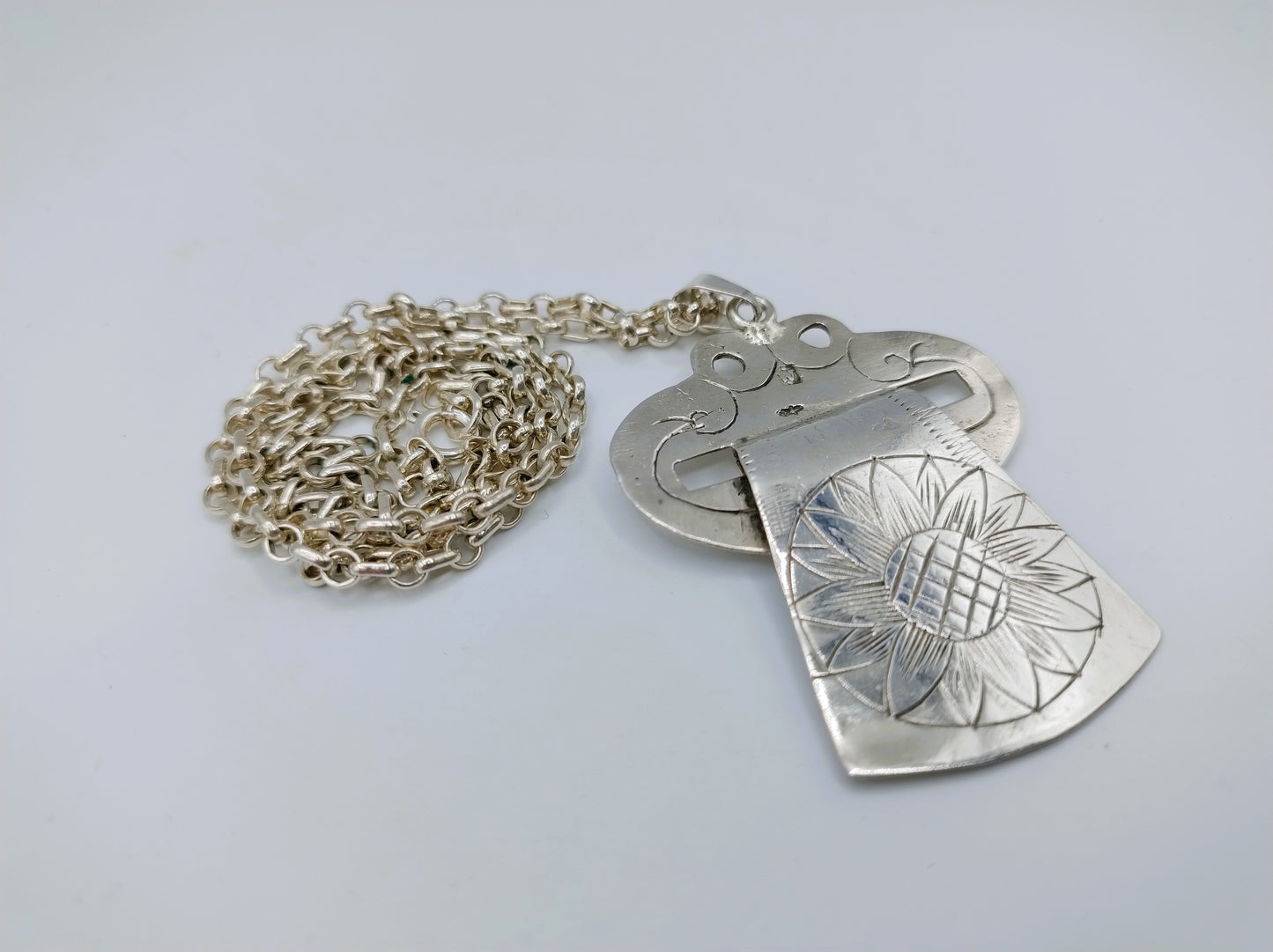 Zilveren jasseronketting met faalje haak hanger, 50,5 cm.