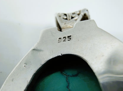 Robuuste zilveren hanger met een grote turkoois